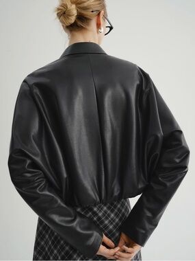 Meilleur Moment Black Vegan Leather Bomber Jacket